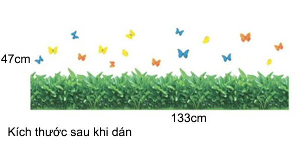 Decal Trang Trí Chân Tường Cỏ Xanh Đậm