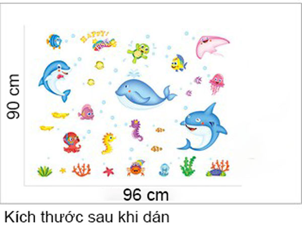 Decal trang trí đàn cá xinh