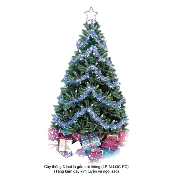 Cây Thông Noel 3 Loại Lá Gắn Trái Thông