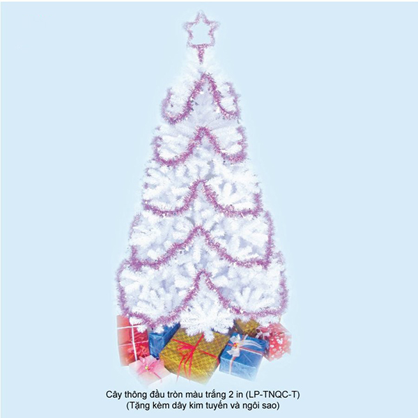 Cây Thông Noel Đầu Tròn Màu Trắng 2 Inch 