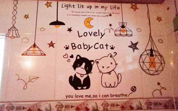 Combo Decal Trang Trí Bóng Đèn Dây Và Mèo Ú