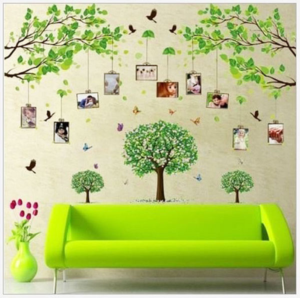Combo Decal Trang Trí Cành Lá Khung Hình Và Cây Xanh