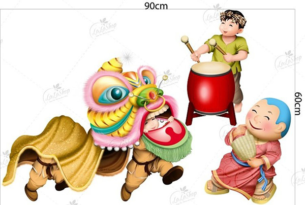 Combo Decal Trang Trí Cửa Kính Ngày Tết 12 Năm 2022