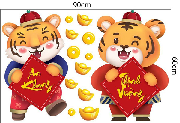 Combo Decal Trang Trí Cửa Kính Ngày Tết 25 Năm 2022