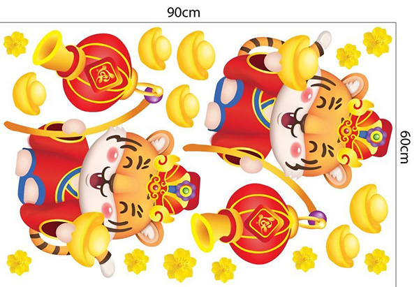 Combo Decal Trang Trí Cửa Kính Ngày Tết Mai Vàng Và Chim Én Đón Xuân 2022