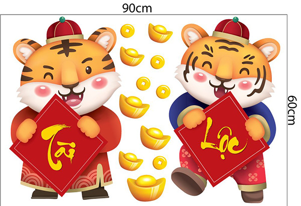 Combo Decal Trang Trí Tết Xuân Nhâm Dần 2022 Mẫu 12