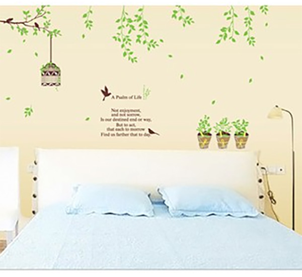 Decal Trang Trí Cây Xanh Và Lồng Chim