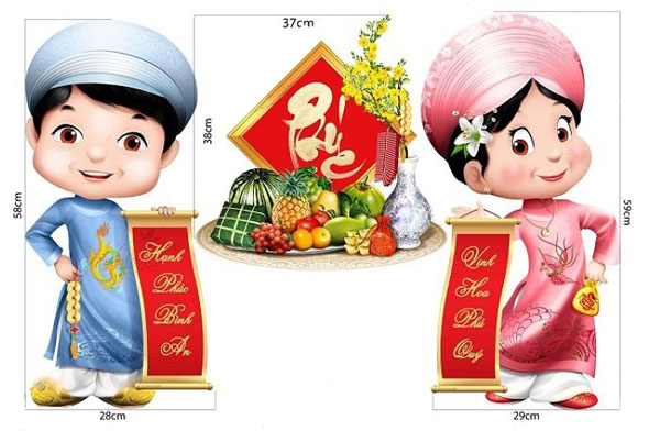 decal Trang Trí Bé Chúc Tết