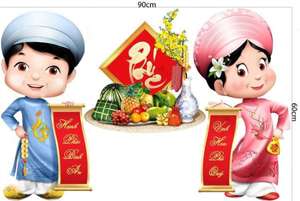 Decal Ttrang Trí Bé Chúc Tết