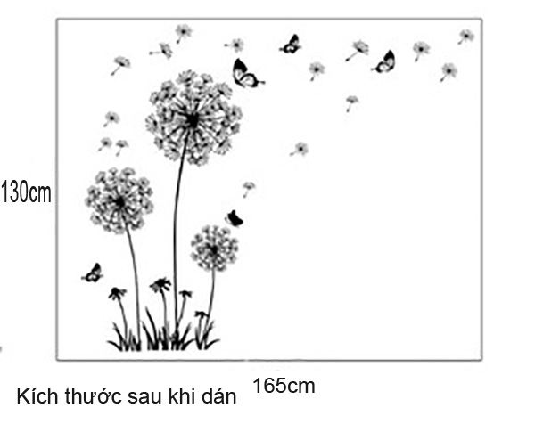 Decal Trang Trí Bồ Công Anh Cùng Bướm