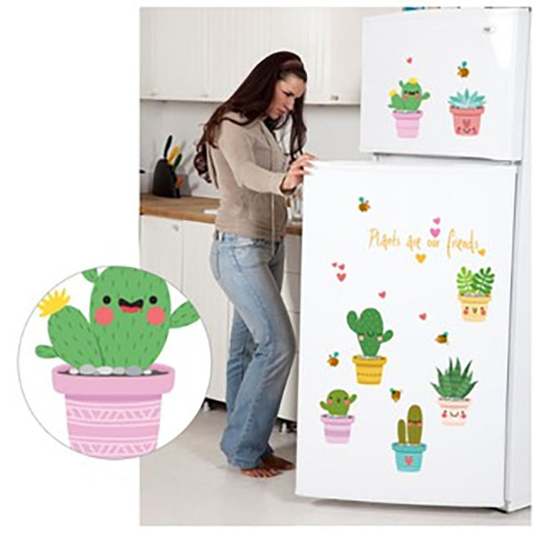 Decal Trang Trí Chậu Xương Rồng Hoạt Hình