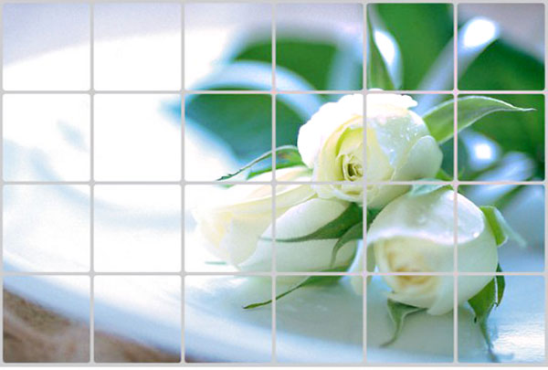 Decal Dán Bếp Hoa Hồng Trắng