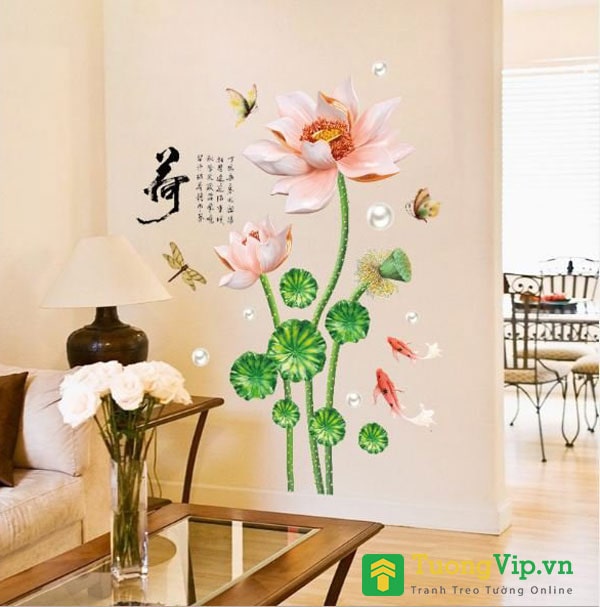 decal dán bếp hoa sen