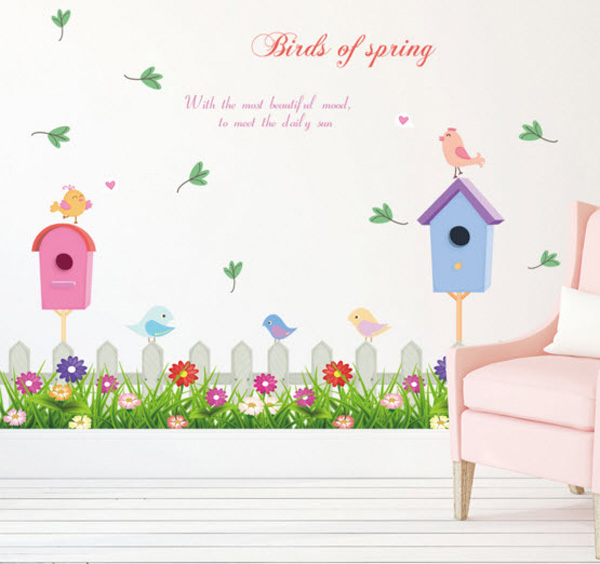 Decal Dán Chân Tường Hàng Rào Tổ Chim