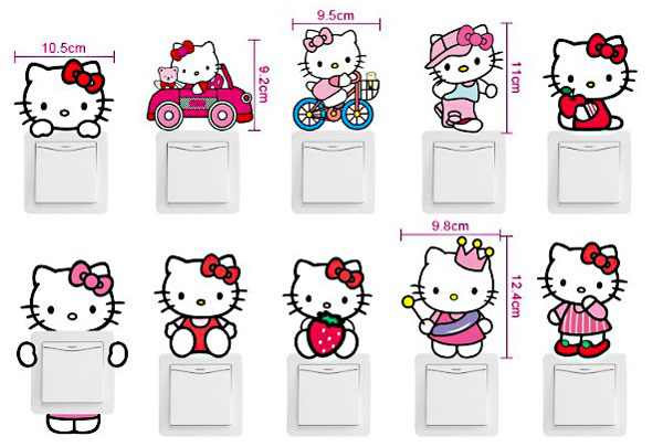 Decal Dán Công Tắc Đèn Hình Hello Kitty