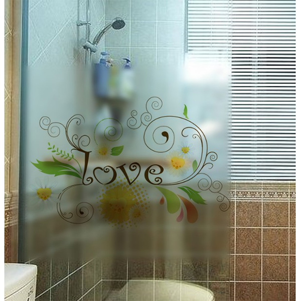 Decal Dán Kính Chữ Love Hoa Văn