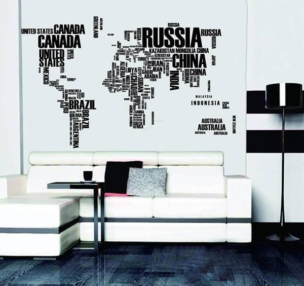 Decal Dán Tường Bản Đồ Tên Các Nước To Hiệu Zooyoo