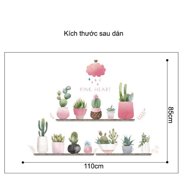 Decal Dán Tường Chậu Cây Xương Rồng 2