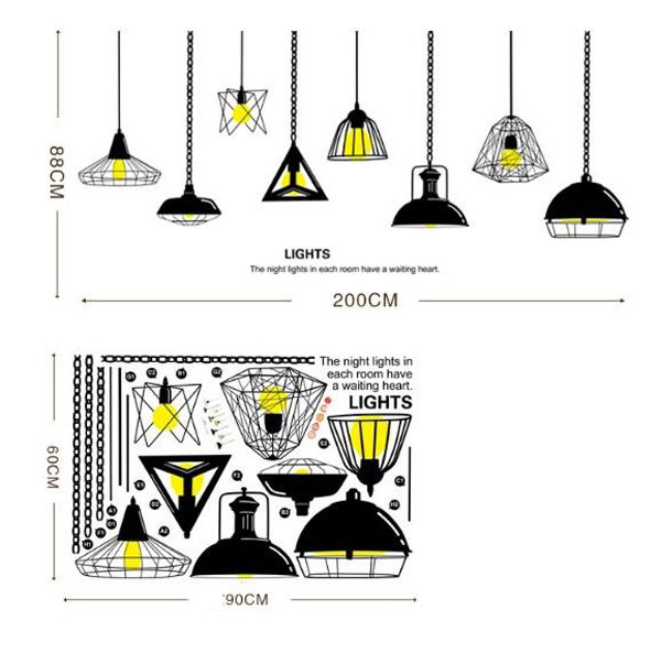 Decal Dán Tường Chùm Đèn 3