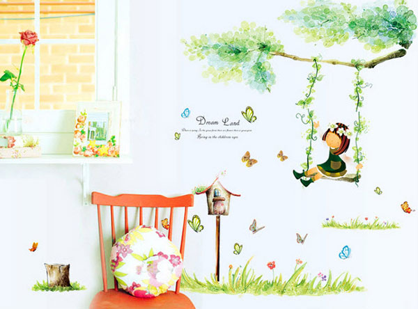 Decal Dán Tường Cô Bé Và Xích Đu 
