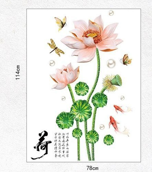 Decal Dán Tường Đầm Sen Hồng 9