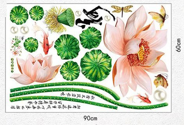 Decal Dán Tường Đầm Sen Hồng 9