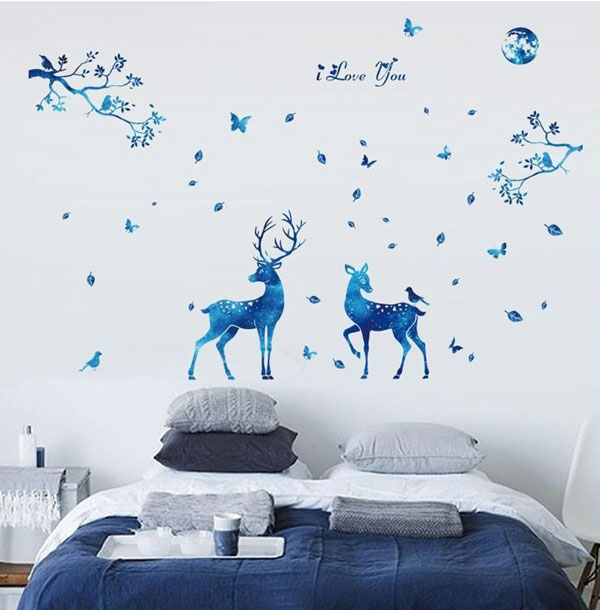 Decal Dán Tường Đôi Hươu Giữa Rừng Đêm