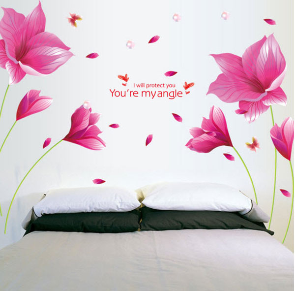 Decal Dán Tường Hoa Giấy Hồng