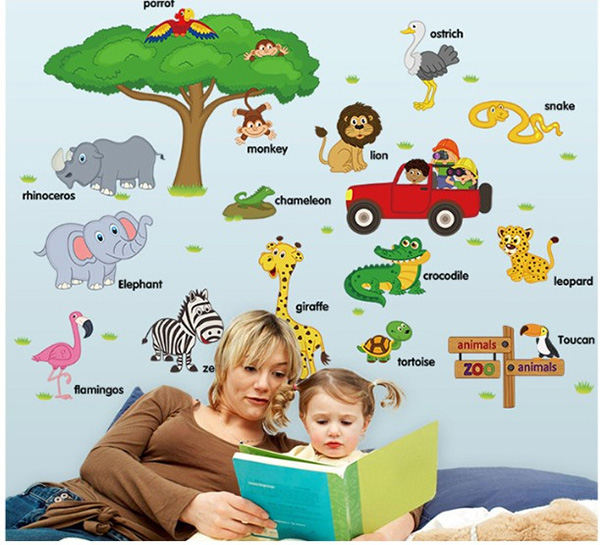 Decal Dán Tường Thú Tiếng Anh