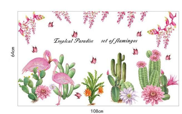Decal Dán Tường Vườn Hoa Và Hồng Hạc