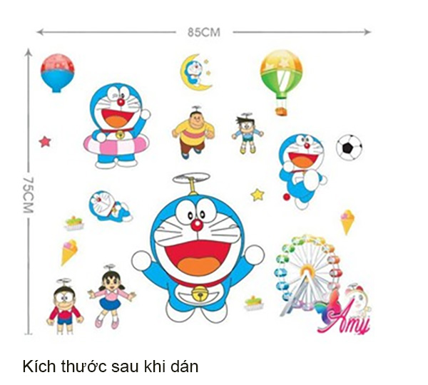 Decal Trang Trí Doremon Vui Chơi Cùng Vòng Xoay