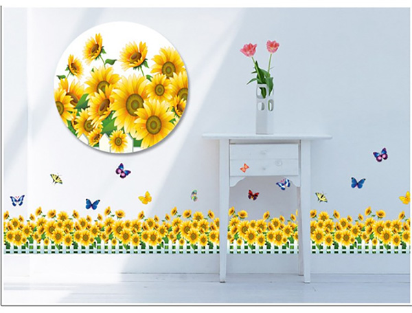 Decal Hàng Rào Hoa Hướng Dương