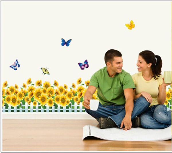 Decal Hàng Rào Hoa Hướng Dương