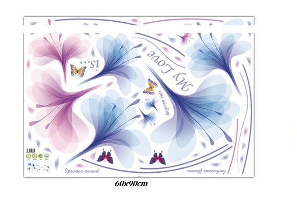 Decal Hoa Cánh Mỏng Xanh 3