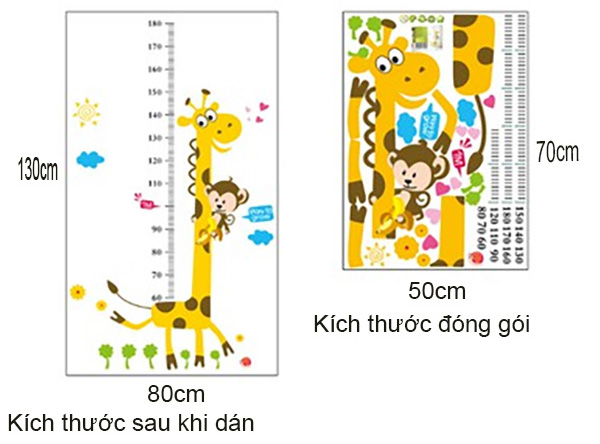 Decal Trang Trí Thước Đo Hươu Cao Cổ
