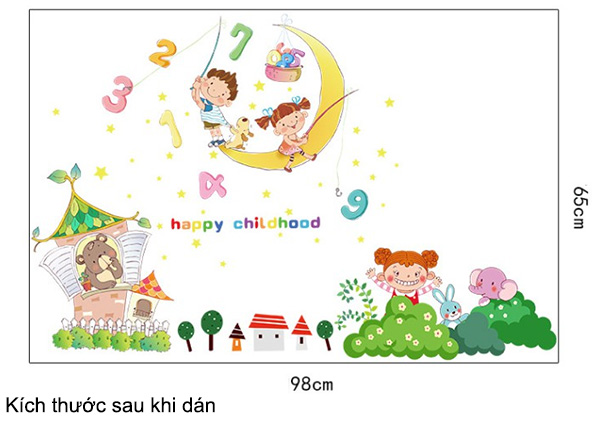 Decal Trang Trí Bé Cưỡi Mặt Trăng