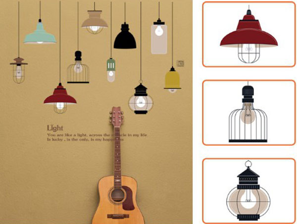 Decal Trang Trí Bóng Đèn Cổ