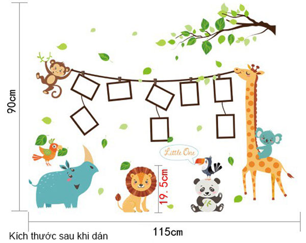 Decal Trang Trí Các Thú Làm Dây Treo Ảnh