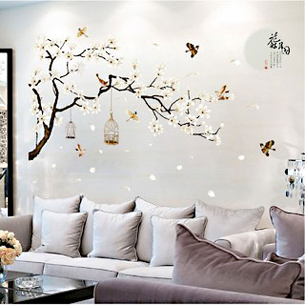 Decal Trang Trí Cành Đào Trắng