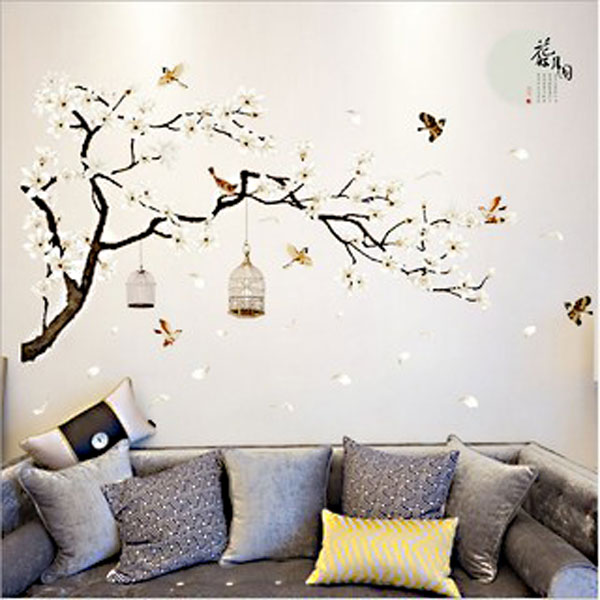 Decal Trang Trí Cành Đào Trắng