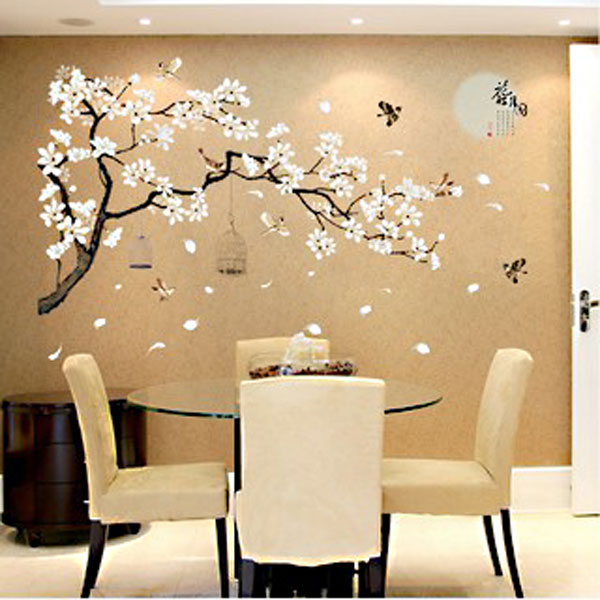 Decal Trang Trí Cành Đào Trắng