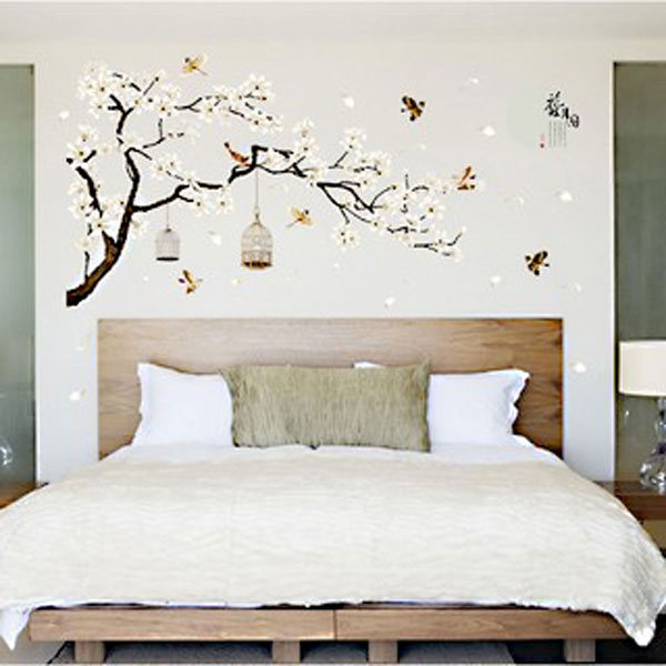 Decal Trang Trí Cành Đào Trắng