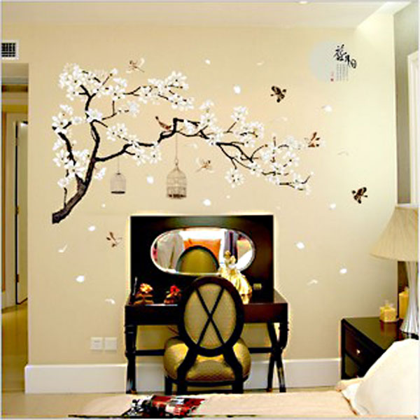 Decal Trang Trí Cành Đào Trắng