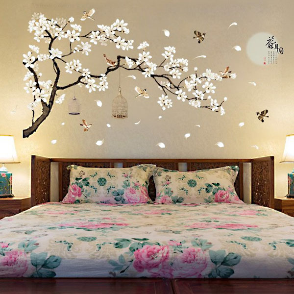 Decal Trang Trí Cành Đào Trắng