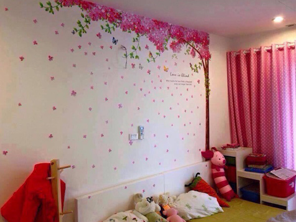 Decal Trang Trí Cây Hồng Và Bướm