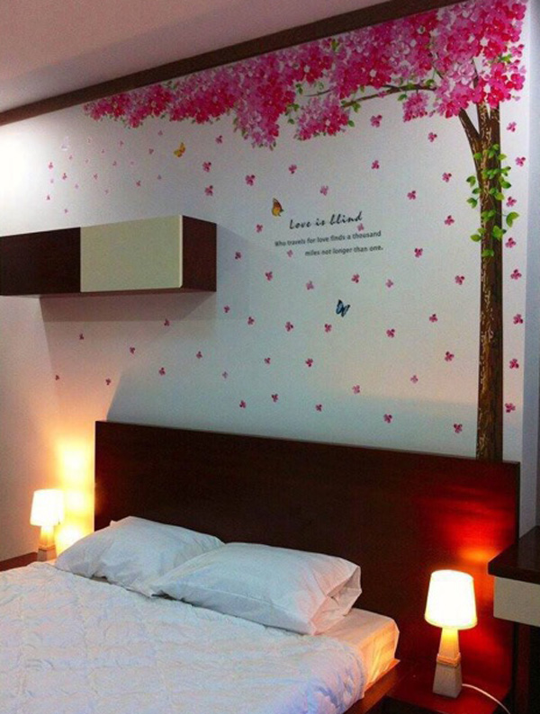 Decal Trang Trí Cây Hồng Và Bướm