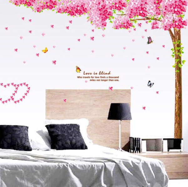 Decal Trang Trí Cây Hồng Và Bướm