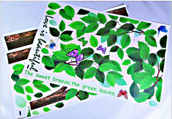 Decal Trang Trí Cây Lá Xanh Và Hoa Bướm