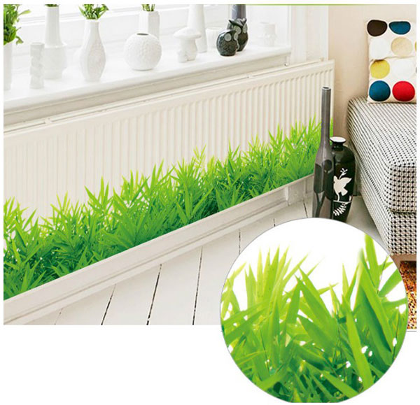 Decal Trang Trí Chân Tường Cỏ Xanh Lá