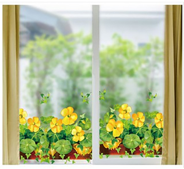 Decal Trang Trí Chân Tường Hoa Vàng 5 Cánh